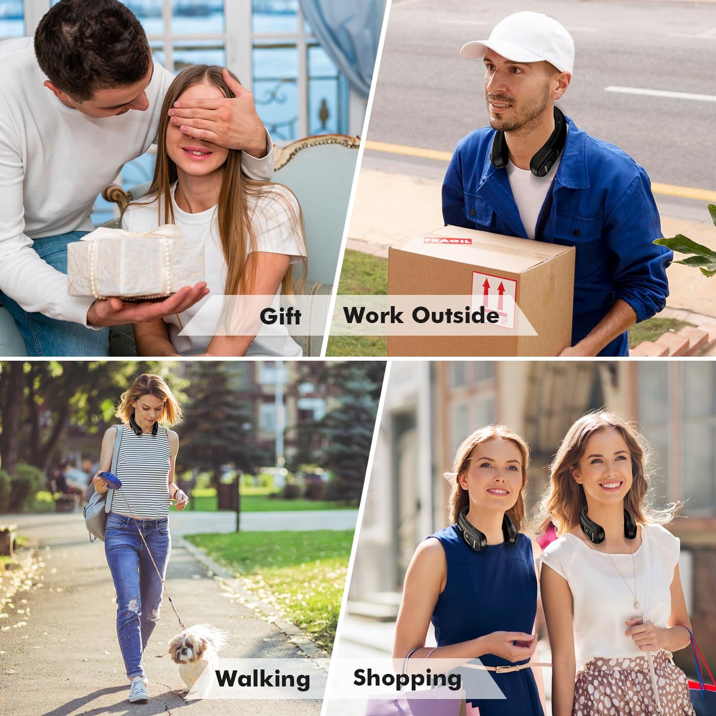 AMACOOL Portable Air Conditioner Portable Neck Fan, 3-Speed Hands Free, 5000mAh Rechargeable Battery Bladeless USB Fan, Long Lasting with LED Screen Cooling for Gift Working Travel Indoors & Outdoors