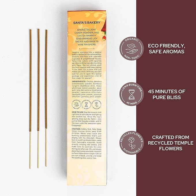 Carnatia Santa's Bakery Incense Set – 6 Warm & Cozy Scents | Holiday-Inspired Aromas for Year-Round Comfort & Joy!
