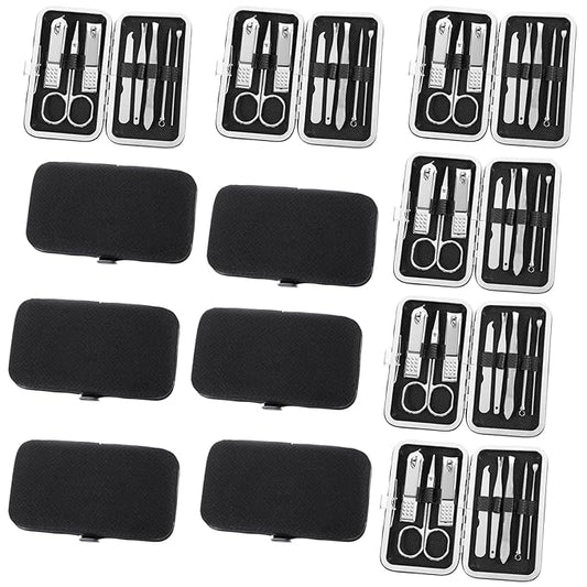 12 Sets Manicure Set 8 in 1 Stainless Steel Nail Grooming Set Professional Manicure and Pedicure Kit Bulk Cuticle Nail Care Foot Pedicure Tools with Portable Travel Case for Men Women