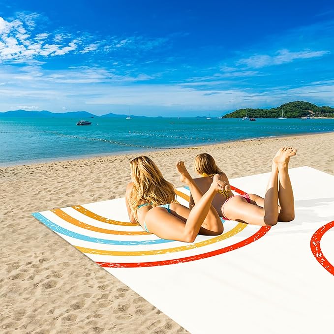 Beach Blanket, Waterproof Sandproof Beach Mat, 78''×86'' Lightweight Outdoor Picnic Blanket for Travel, Camping, Hiking