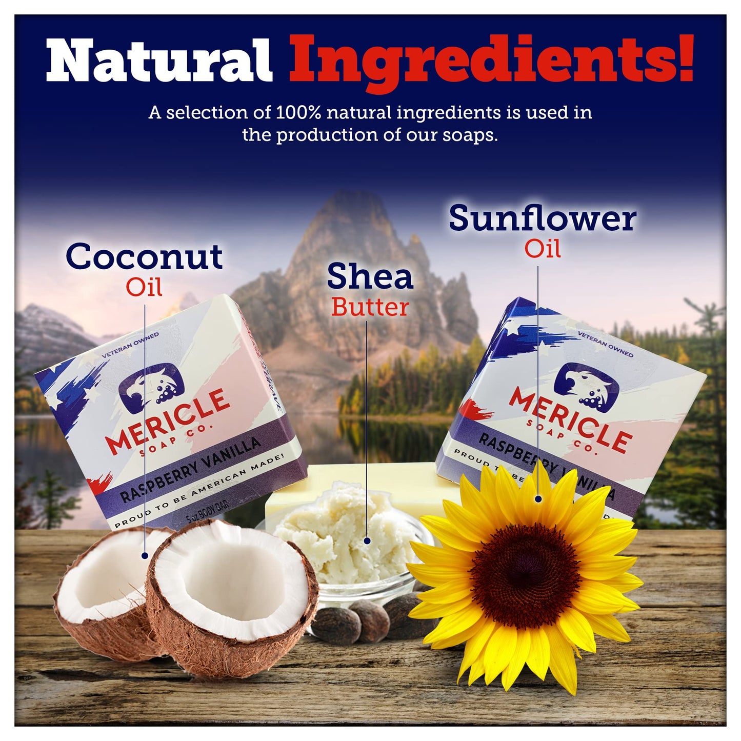 Mericle Soap Co. Black Raspberry Vanilla Organic 5oz Body Bar | Natural | Made in the USA | Veteran Owned | No Chemicals or Preservatives | Cold Process Technoloy - 2 Pack