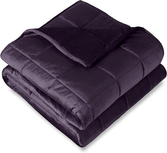 Bare Home Weighted Blanket King Size 25lb (80" x 87") for Adults - Minky Fleece - Premium Heavy Blanket Nontoxic Glass Beads (Eggplant, 80"x87")