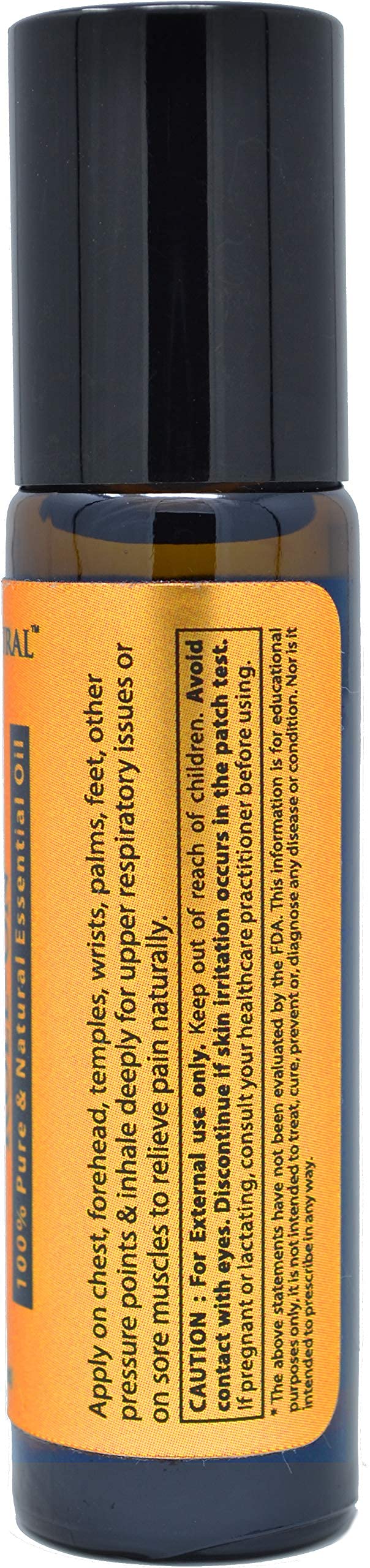 PRIME NATURAL Cold Cough Congestion Relief Essential Oil Roll on (10ml), Pre-Diluted Ready to Use Roller for Sinus, Sore Muscle, Headache & Sleep