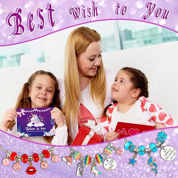 Charm Bracelet/Jewelry Making Kits for Kids Girls,Unicorn Birthday Gifts,Arts Crafts Toys for 5 6 7 8 9 12 Years Old Girls
