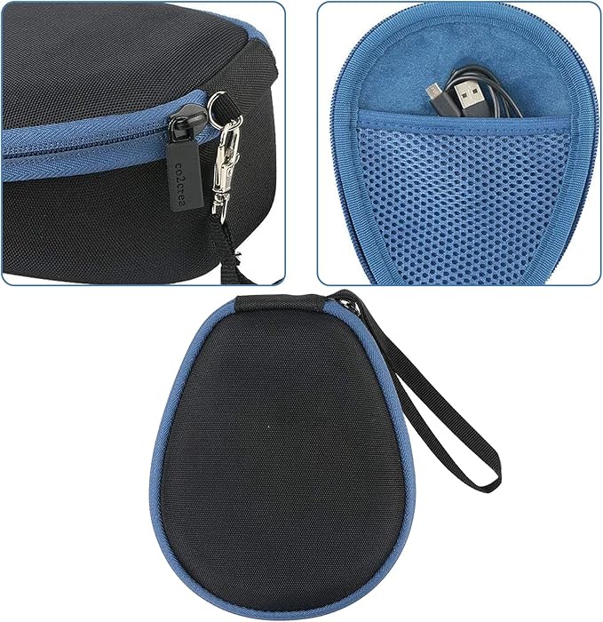 co2CREA Hard Case for SHOKZ New OpenRun Pro 2/1, OpenRun, OpenMove, OpenSwim Pro, OpenSwim, Compatible with All SHOKZ Open-Ear Bone Conduction Sport Headphones, Black Case + Inside Midnight Blue