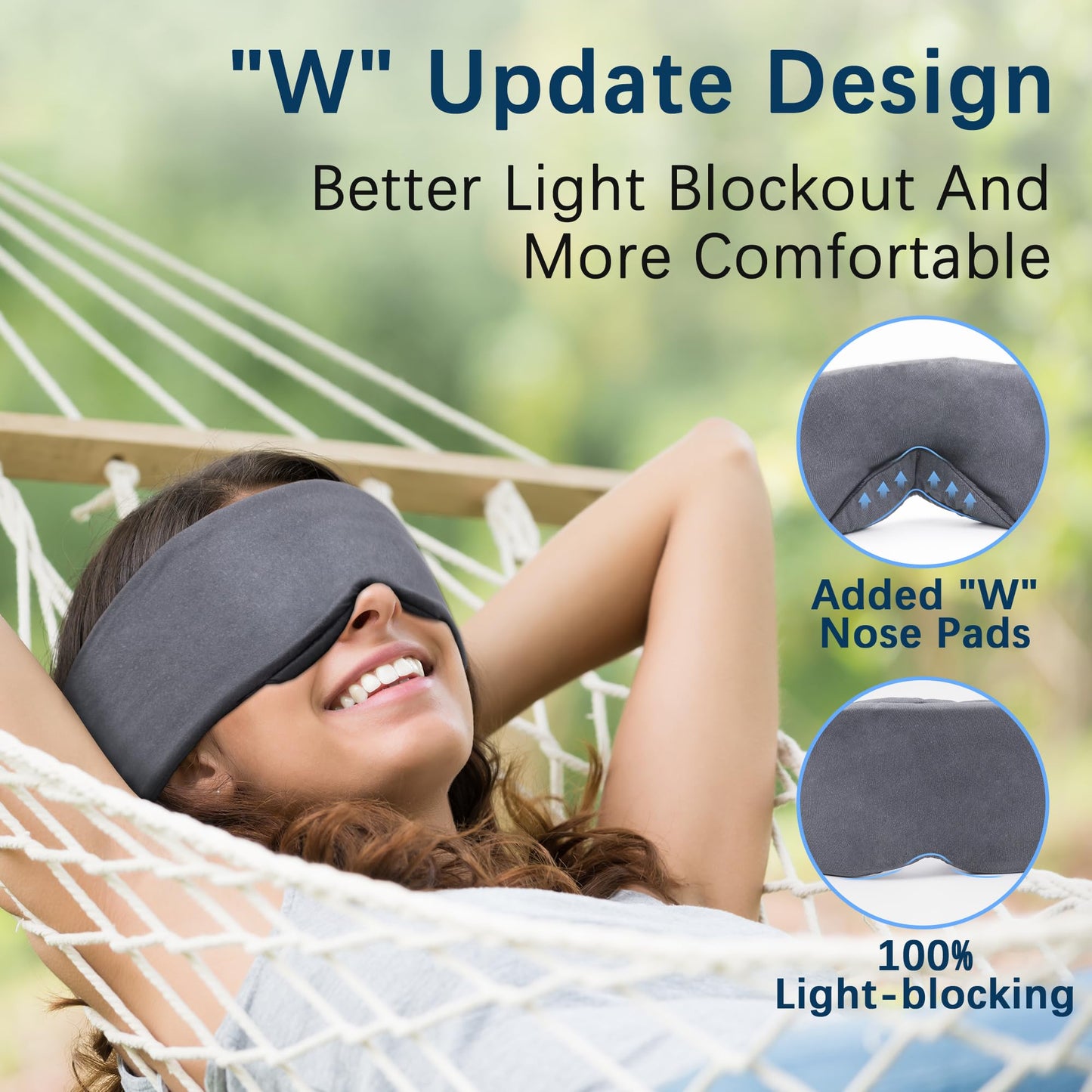 Sysrion Sleep Eye Mask - Ultra Soft Comfortable Sleeping Mask for for Home Sleep Travel Shift Work, Nose Pad Designed Light Blocking Eye Blinder, Fully Adjustable Strap and Skin Friendly