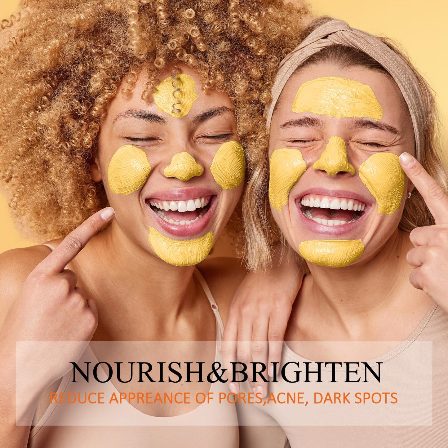 Vitamin C Face Mask with Kaolin Clay and Turmeric for Dark Spots, Dull Skin, Skincare Facial Mask for Controlling Oil and Refining Pores 5.29 Oz