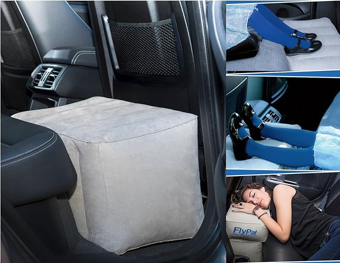 Inflatable Foot Rest Pillow for Travel, Patented 2 in 1 Design, Blow-Up Footrest Cushion for Home, Office. Airplane Travel Essential and Kids Airplane Bed
