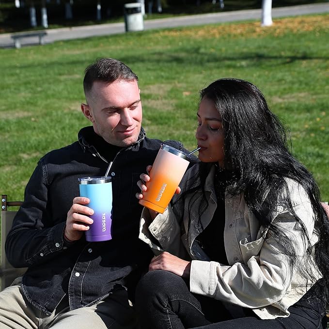 BJPKPK 20 oz Stainless Steel Vacuum Insulated Tumblers with Lids and Straw Reusable Travel Water Mug Double Wall Coffee Cup for Women and Men,Ocean Dream