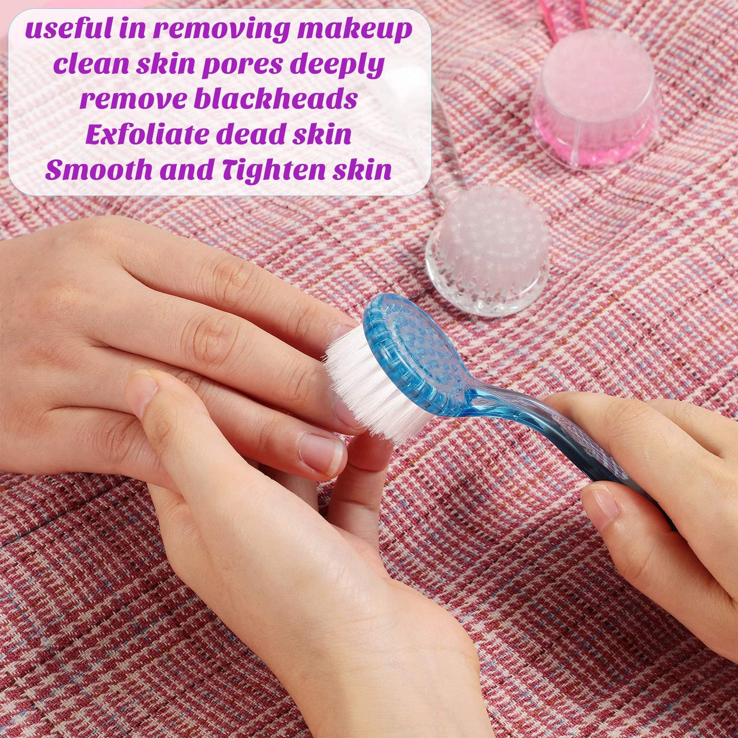 6 Pieces Facial Cleansing Brush Soft Bristle Facial Scrub Exfoliating Brush with Acrylic Handle, Face Wash Scrub Exfoliator Brushes for Face Care Makeup Skincare Removal