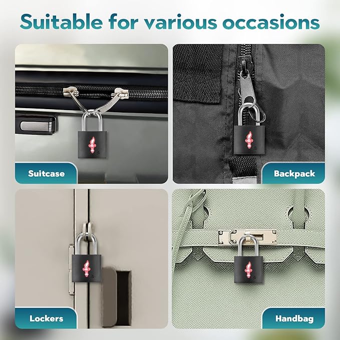 2 Pack TSA Approved Luggage Locks with Key - Neon Square Black for Suitcase Backpack Carry-On & Laptop Bag Travel Security