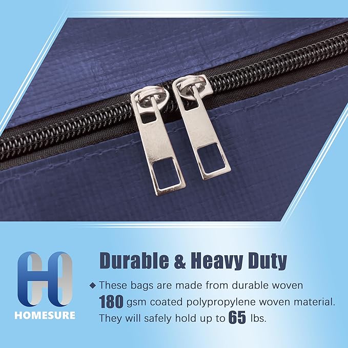 8 Pack Large Strong Moving Bags with Zippers & Carrying Handles - Water-Resistant - Heavy Duty Storage Tote for Space Saving, Fold Flat, Alternative to Moving Box (Blue)