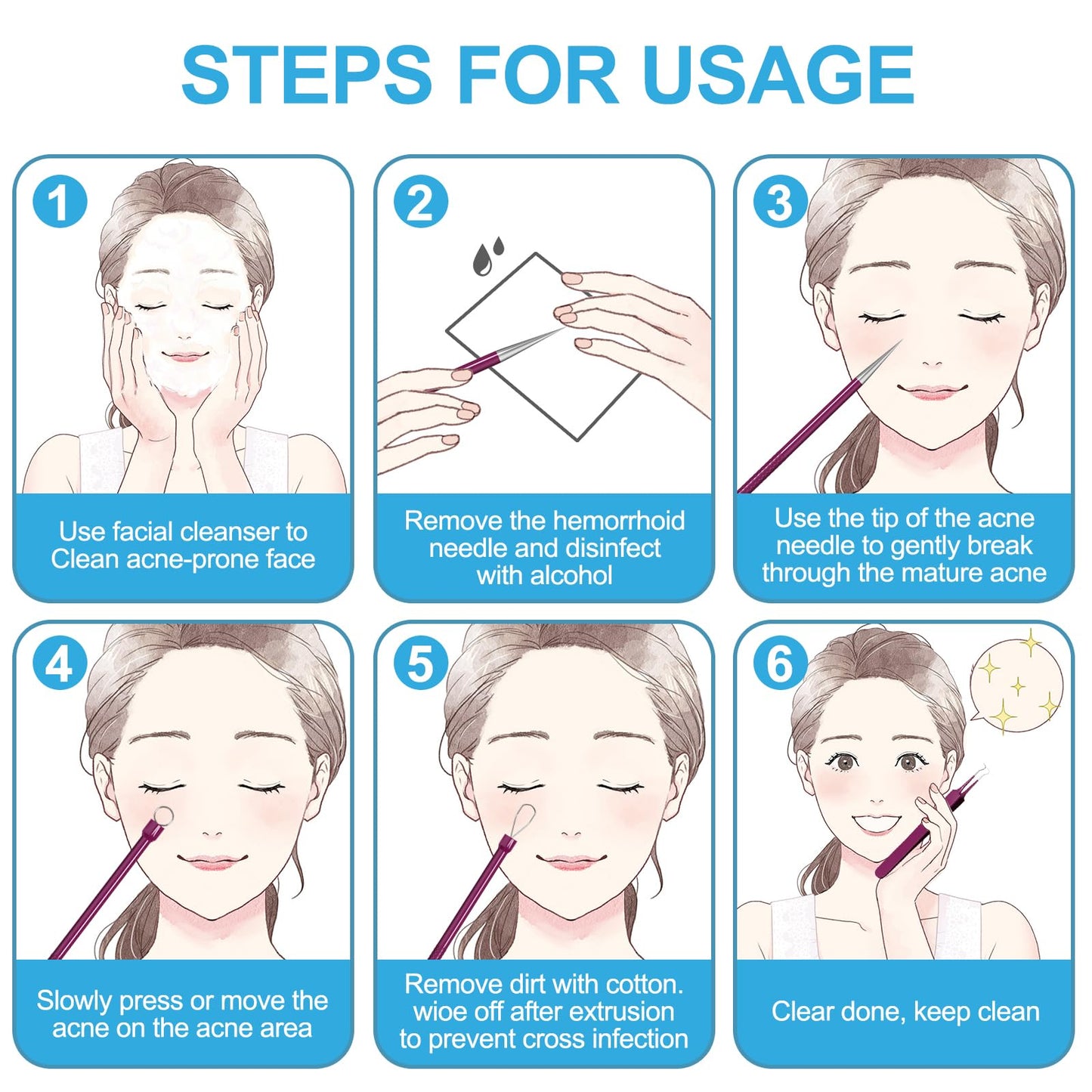 Blackhead Remover Tools, Face Scraper for Deep Cleaning, Pimple Popper Tool kit, Skin Scrubber Face Spatula, Skin Care Tool for Men and Women (Rose red)