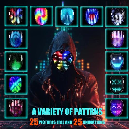 JDBMAOYE Led Mask, Lighted Up Mask with Gesture Sensing,Led Mask Costume for Halloween Costume,Masquerade,Cosplay Party