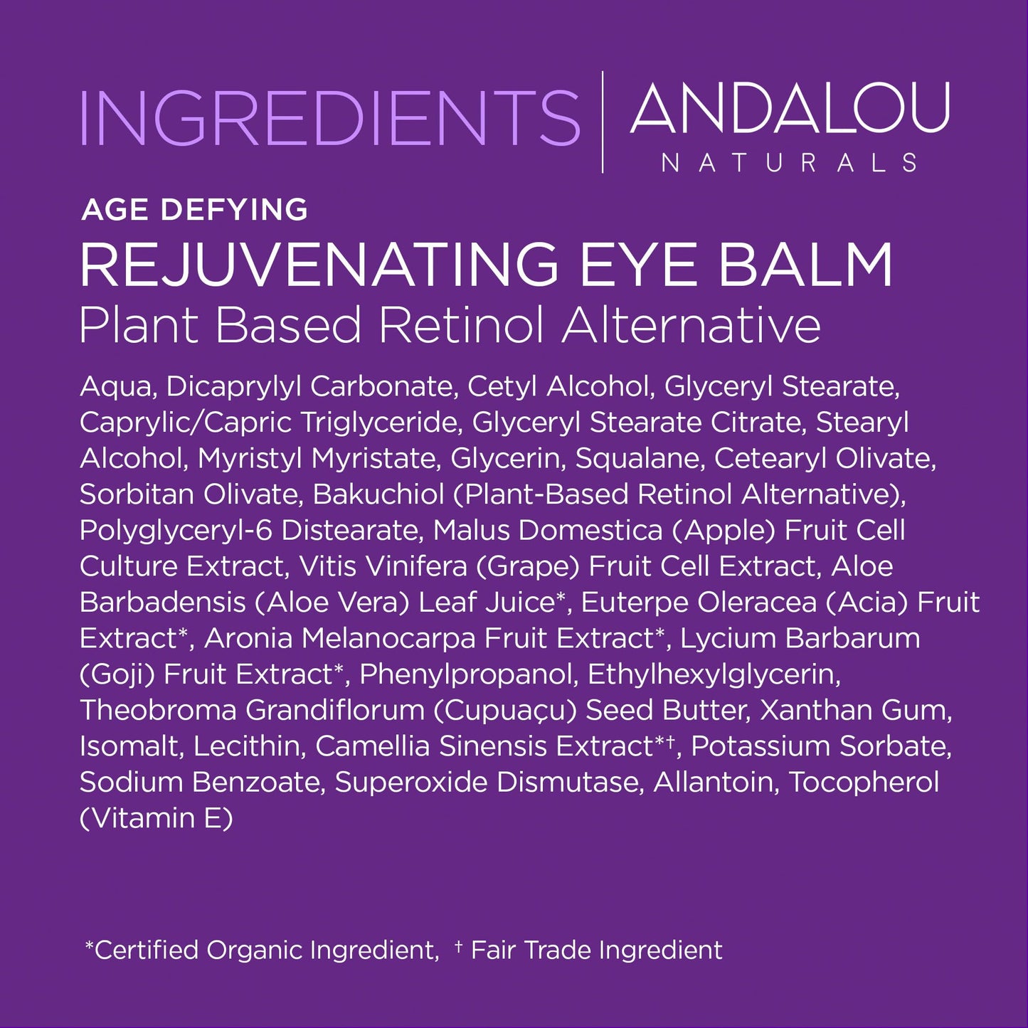 Andalou Naturals Age Defying Plant-Based Retinol Alternative Eye Balm, 0.45 OZ