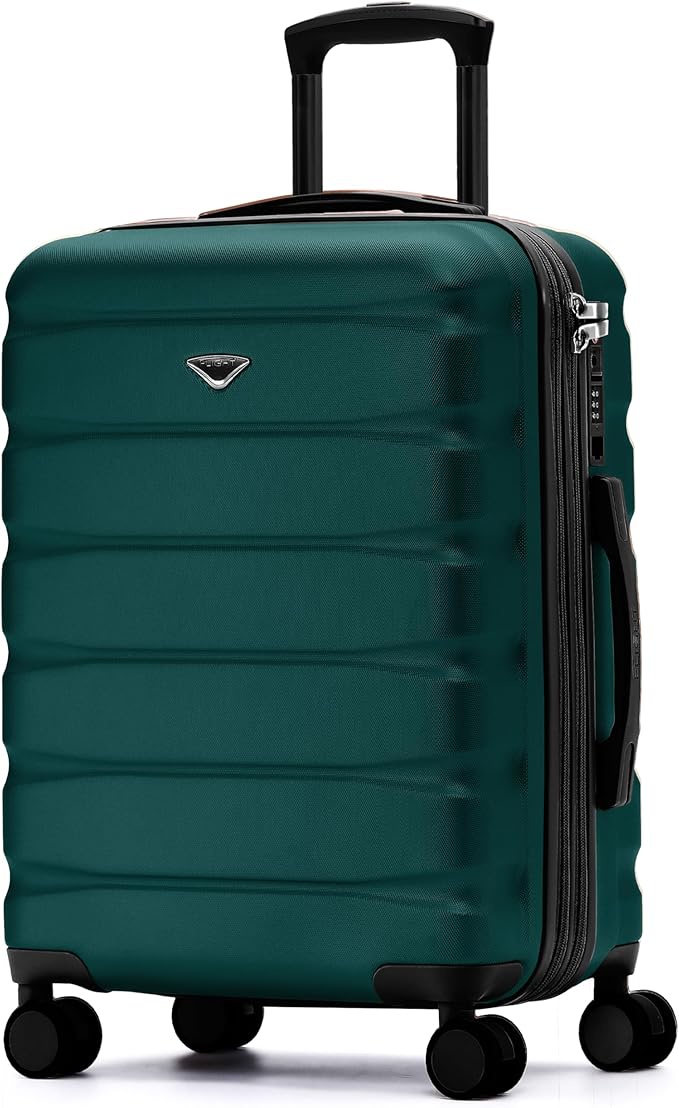 Carry On Suitcase Hardside TSA Lock & USB Port Silent Double Spinner Wheels Maximum Overhead Carry-On Bag Approved For Many Airlines( 22x18x10" ,Forest Green )