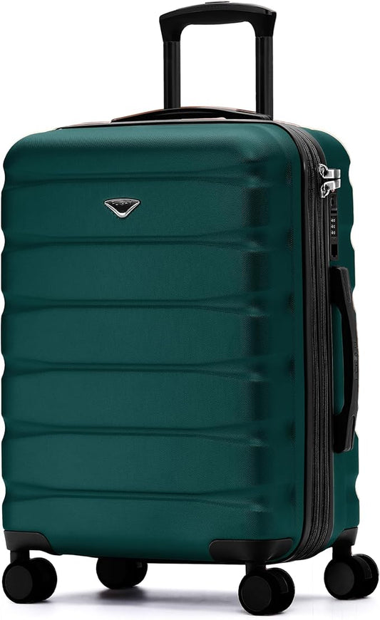 Carry On Suitcase Hardside TSA Lock & USB Port Silent Double Spinner Wheels Maximum Overhead Carry-On Bag Approved For Many Airlines( 22x18x10" ,Forest Green )