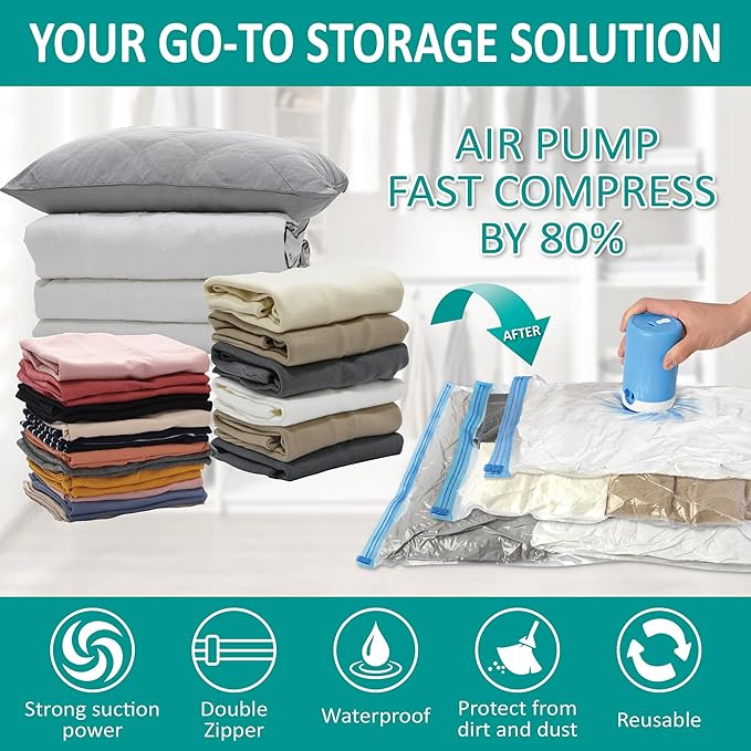 30 Pack Space Saver Storage Bags with Electric Air Pump