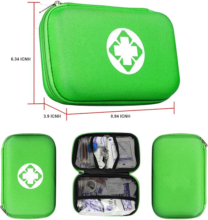 Car-Home Survival First-Aid Kit Emergency-Kit - Green 273Piece Equipment Travel Supplies First Aid Set Home Essentials Camping Hiking YIDERBO
