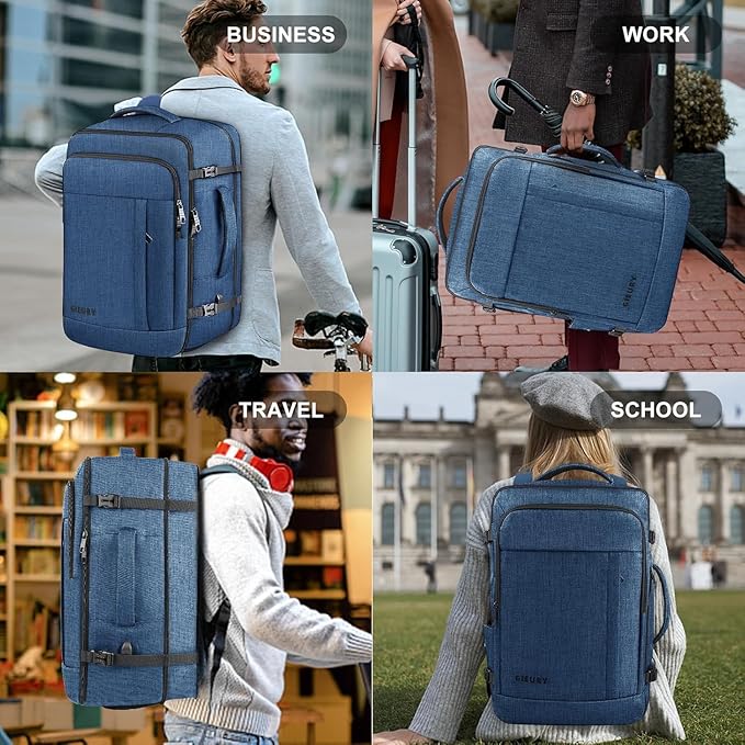 55L Extra Large Travel Backpack for Men & Women, 60L Expandable Big Capacity For Airplanes, Travel Gifts for Men Women, Carry On Backpack Fits 18.4 Inch Laptop, Luggage Suitcase Daypack Bag, Blue