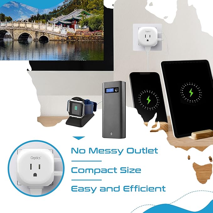Ceptics Australia, China Travel Adapter - 5 Input with 20W PD-QC 3.1A Dual USB-C and USB - Ultra Compact - Light Weight - USA to Any Type I Countries Such as New Zealand, Argentina and More