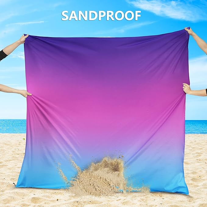 AISPARKY Beach Blanket Waterproof Sandproof Extra Large Beach Mat 79" X 83"/120"x108" for 2-8 Adults Quick Drying Durable Outdoor Picnic Mat for Travel, Camping, Hiking