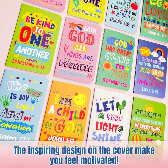 24Pcs Bible Verse Notepads,Mini Religious Pocket Notebooks Motivational Christian Small Inspirational Notepads Journals Gift Bulk Prizes for Kids Teacher School Home Travel Supplies (Bible Colorful)