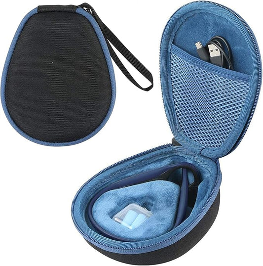 co2CREA Hard Case for SHOKZ New OpenRun Pro 2/1, OpenRun, OpenMove, OpenSwim Pro, OpenSwim, Compatible with All SHOKZ Open-Ear Bone Conduction Sport Headphones, Black Case + Inside Midnight Blue