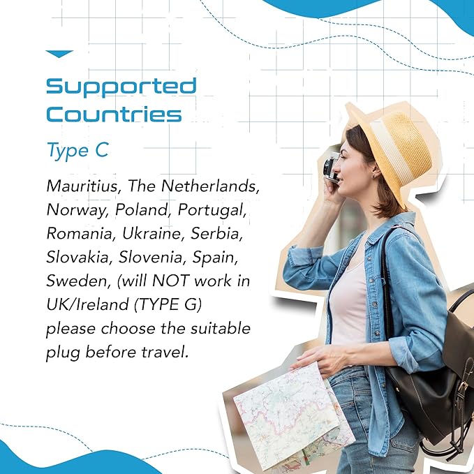 Ceptics European Travel Plug Adapter Europe Power Adaptor Charger 4 Input - Ultra Compact - Light Weight - USA to Any Type C Countries Such as Italy, Iceland, Austria and More - 2 Pack (PT-9C)