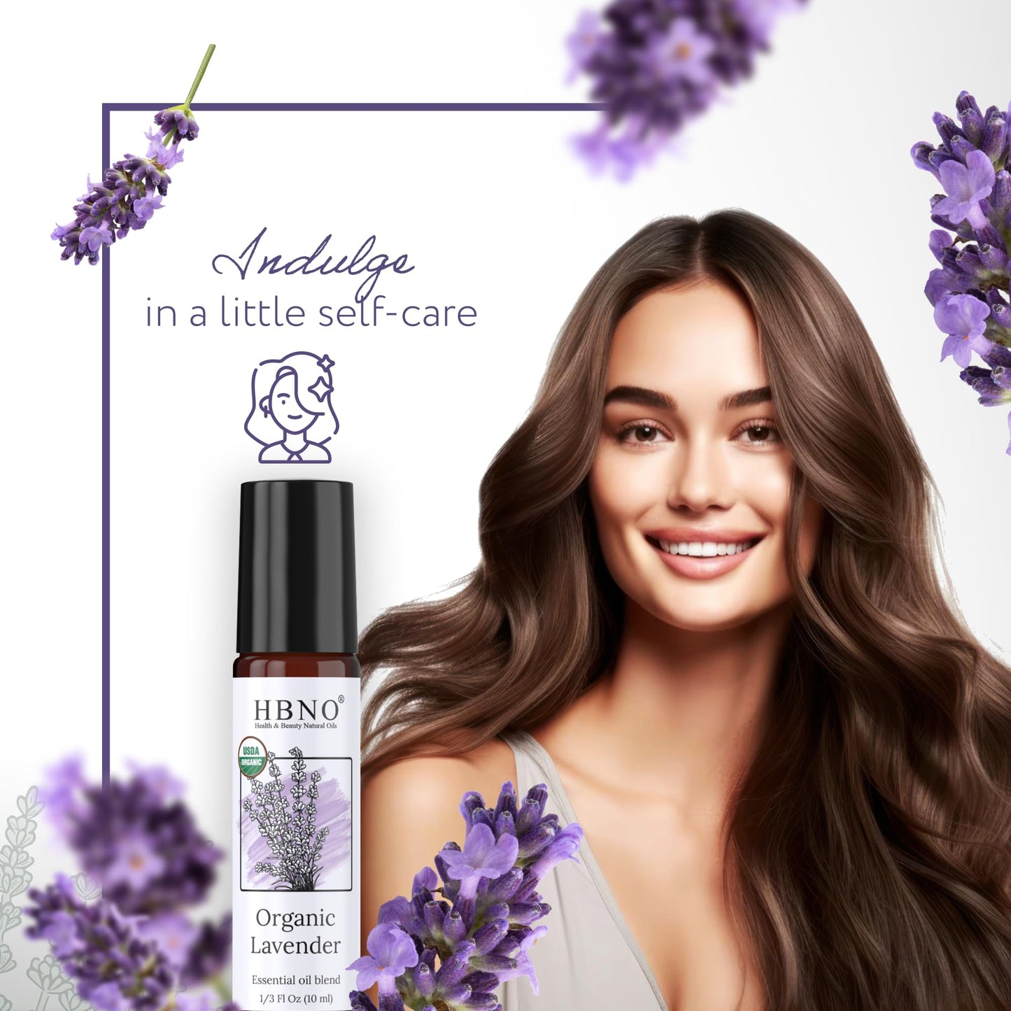 HBNO Organic Lavender Essential Oil Roll-On - 1/3 oz (10 ml) Travel Size - USDA Certified Organic Lavender and Mct Oils - Perfect for Traveling, Aromatherapy, Massage, perfumes, moisturizer