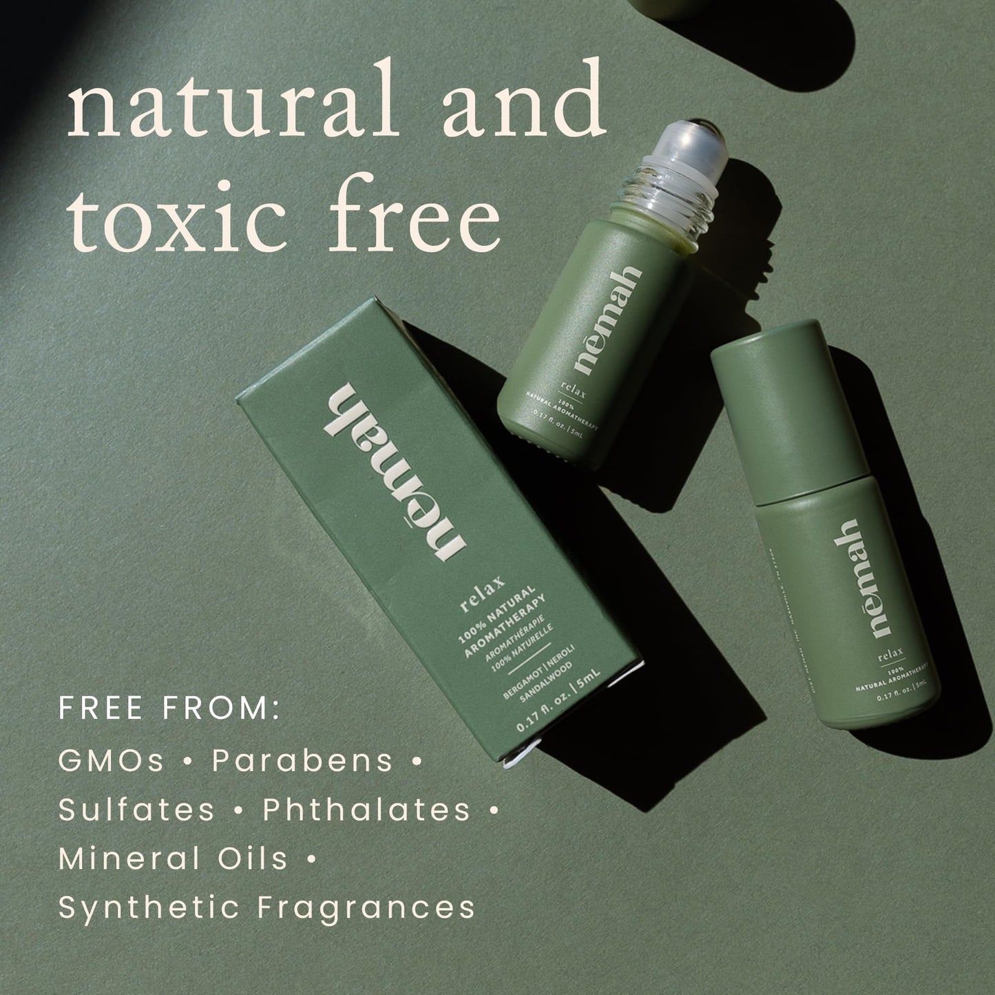 Nemah - Aromatherapy Roll On - Essential Oil Calming Roll On, Natural Calming Blend for Tranquility with Bergamot, Neroli, and Sandalwood - Vegan & Cruelty-Free - 0.17 fl. oz.