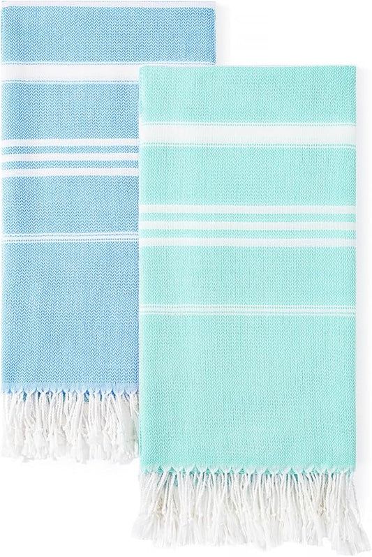 2 Packs Cotton Turkish Beach Towels Quick Dry Sand Free Soft Absorbent Adult Oversized Bath Pool Swim Long Towel Lightweight Thin Sandless Fast Drying Over The Lounge Chair Towel Sand Repellent Anti