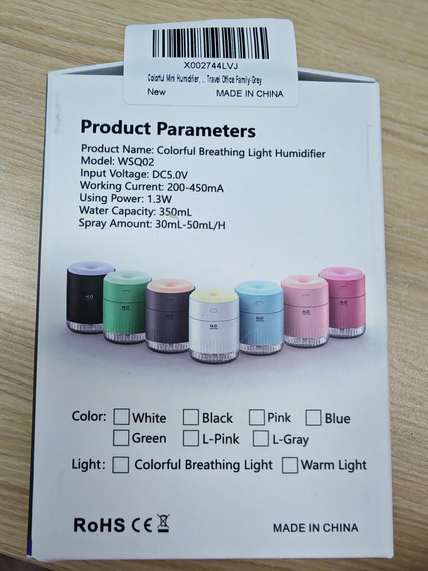 Colorful Mini Humidifier, USB Rechargeable Humidifier, small humidifier, 4 Modes Super Quiet, Humidifiers For Bedroom,Suitable For Travel Office Family Baby Bedroom-Grey