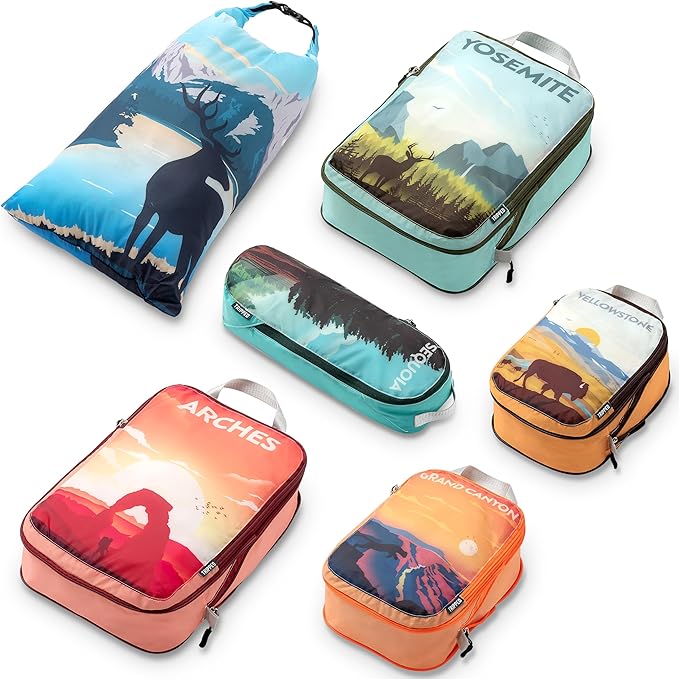Compression Packing Cubes Set for Travel - Lightweight, Durable Clothes Organizer for Carry-On Luggage and Suitcases by TRIPPED Travel Gear