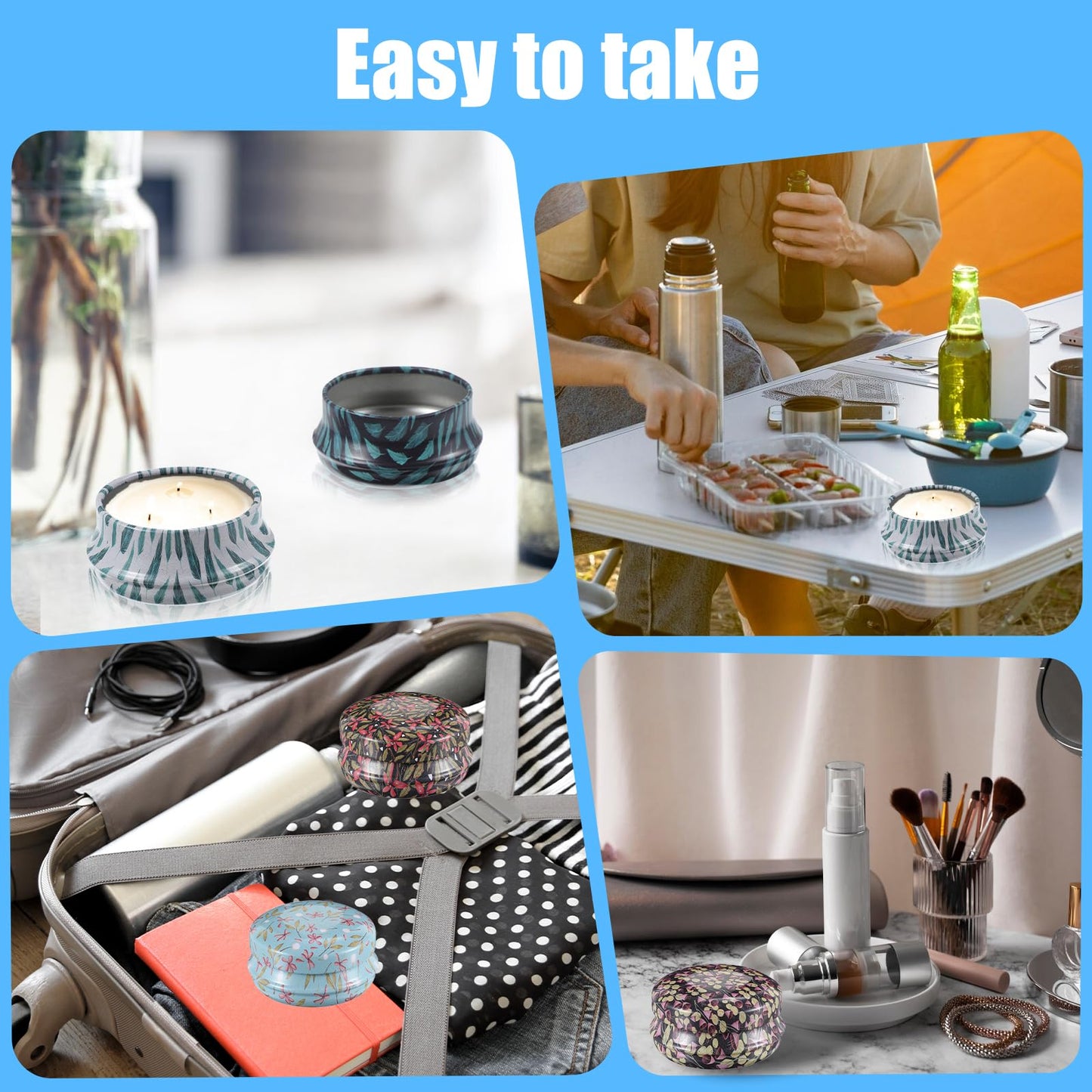 12 Pack Lip Balm Containers, Lip Balm Containers Empty - Reusable Mini Round Tinplate Jars with Lids, 20ml Small Flower Design for Travel, Camping, and Storage