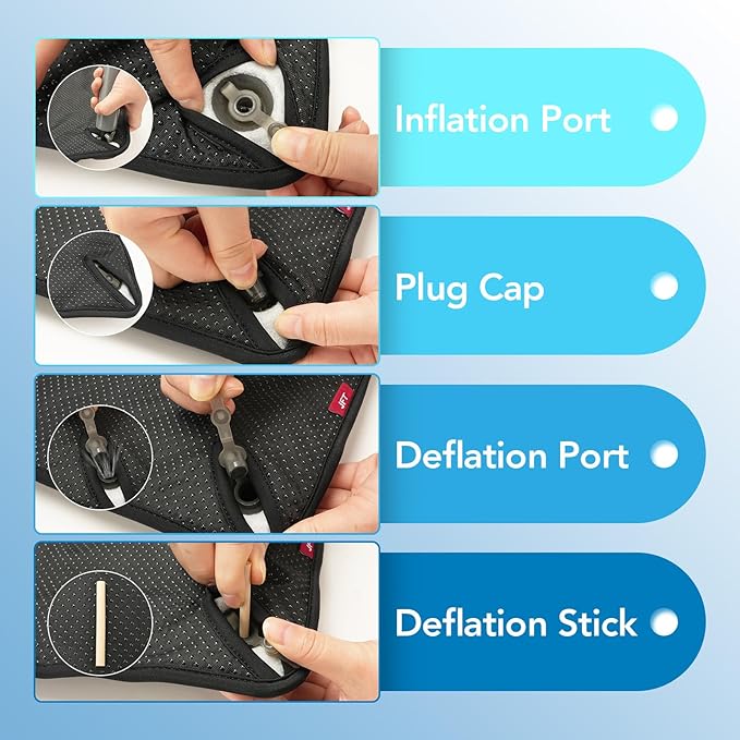 Air Inflatable Travel Seat Cushion, Portable Breathable Comfort Cushion, 56 Air Bubble Design for Airplane, Car, Office Chairs & Home Living – Lightweight & Ergonomic Support,18” x 16” (Black)