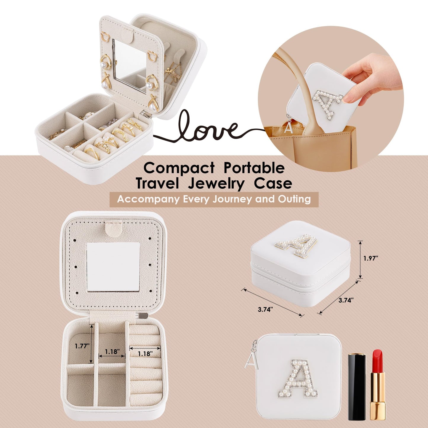 Nymtavia Birthday Gifts for Women - Initial Jewelry Box, Travel Case Organizer for Wife, Girlfriend, Graduation & Bridesmaid Gift