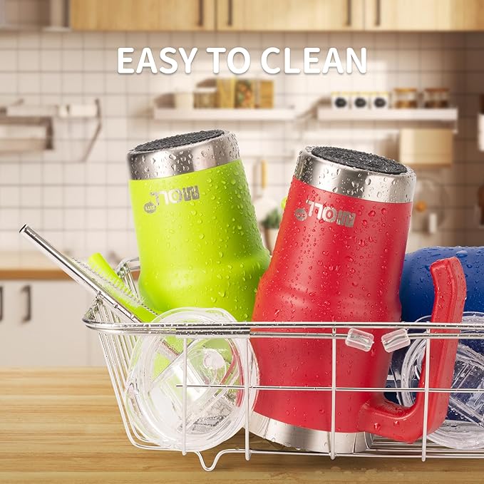 16 oz Tumbler with Handle Reusable Stainless Steel Vacuum Insulated Tumbler Cups with Lid and Straw Travel Mug for Women(Navy)