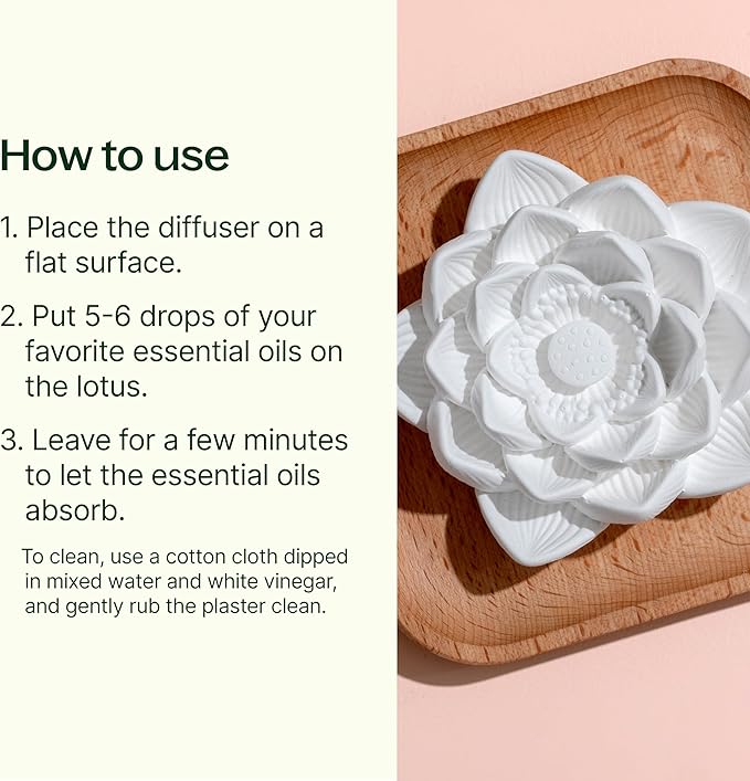 Plant Therapy Passive Lotus Flower Aromatherapy Diffuser - A Chic and Natural Home, Office, and Travel Essential Oil Diffuser