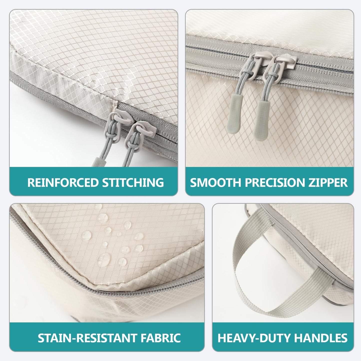 Compression Packing Cubes for Travel, 4 Set Suitcase Organizer Bags for Luggage, Lightweight Luggage Organizer Bags, Travel Cubes for Carry on, Off-White