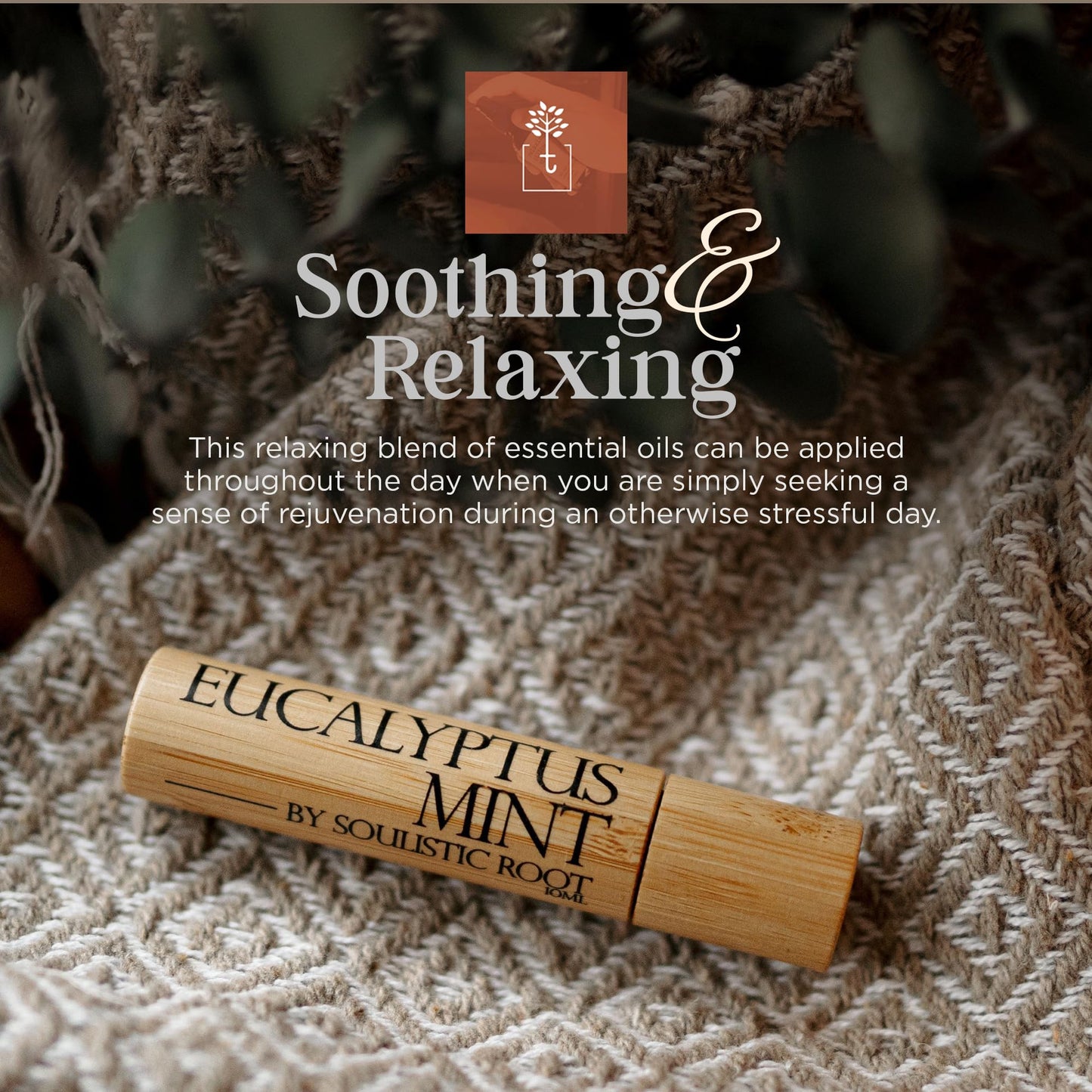 Soulistic Root Eucalyptus Mint Essential Oil Roll On – Aromatherapy Blend w/Peppermint, Spearmint, Rosemary – Breathe Rollerball for Self Care, Spa, Energy, Wellness – 10ml Bottle - for Men & Women