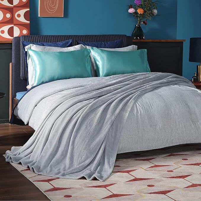 Bedsure GentleSoft Fleece Bed Blankets Full Size Light Grey - Soft Lightweight Plush Fuzzy Cozy Luxury Blanket Microfiber, 84x90 inches