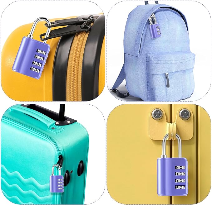 Kenning 10 Pcs Combination Padlock 4 Digit Combination Lock with Keys Locker Resetable Security Outdoor Waterproof Lock for School Sports Gym Locker Employee Fence Case (Purple)