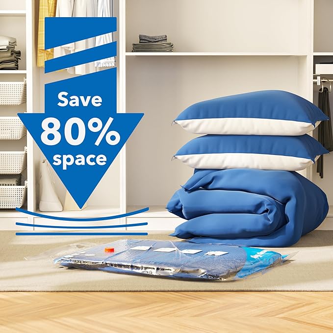 Vacuum Storage Bags with Electric Air Pump 24 Combo (5 Jumbo/5 Large/5 Medium/5 Small/4 Roll), Plastic Packaging Bags,Space Saver Sealer Bags for Clothes, Pillows, Comforters, Blankets, Bedding