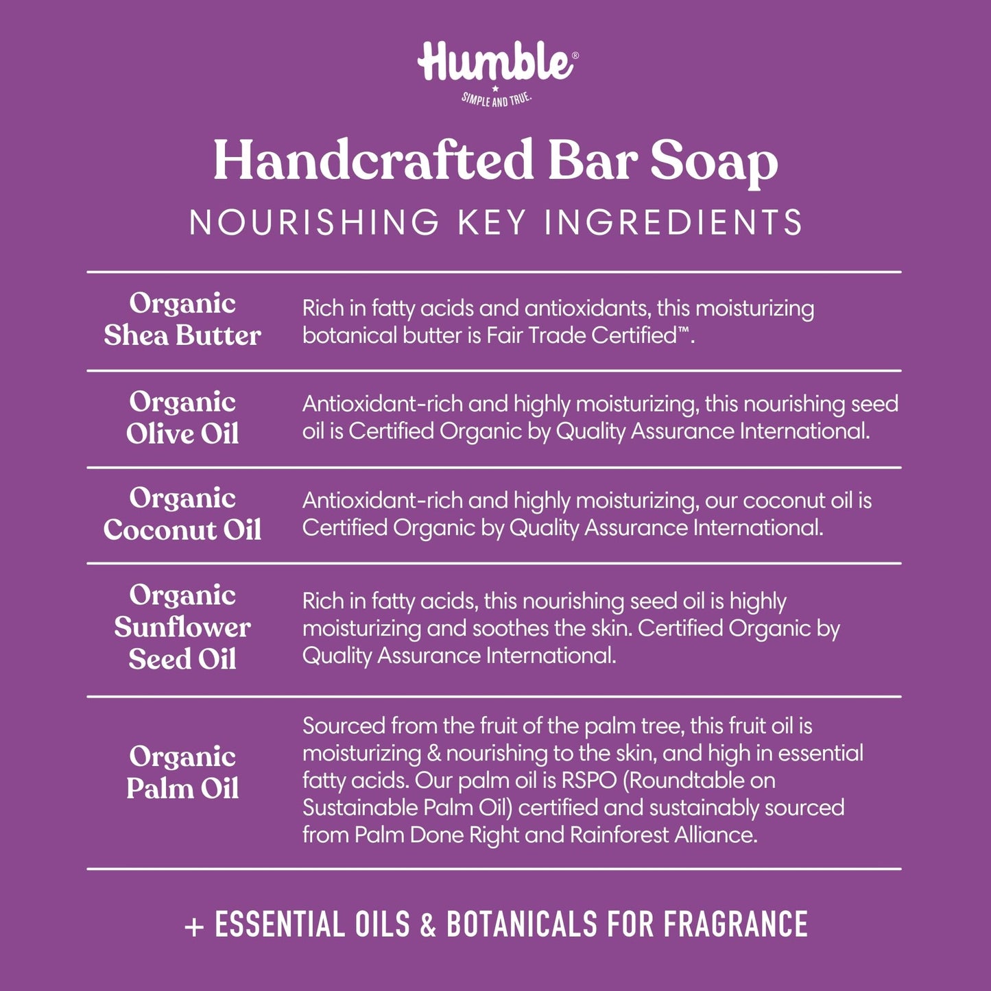 Humble Brands Handcrafted Bar Soap, Organic Cold Processed Soap Bars, Moisturizing Face & Body Cleanser - Mountain Lavender