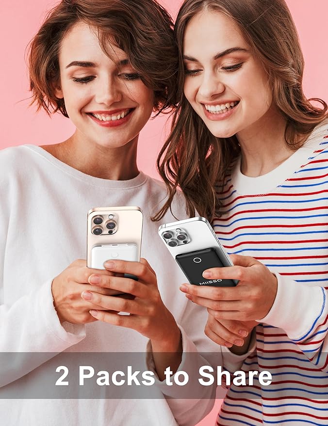 10000mAh Compatible with iPhone 15/16/17 (Only) Slim Portable Charger with Built in Cable, Power Bank Travel Charger External Battery Pack for Phone, 3 Output USB Type C Cord, 2 Pack Black & White