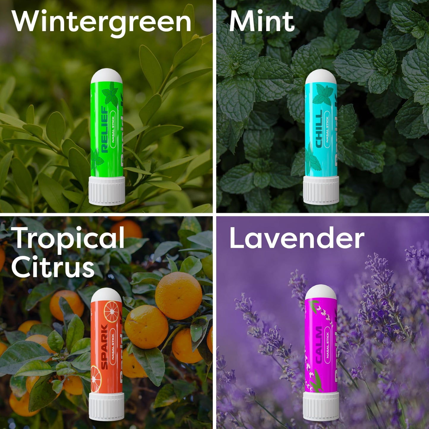 Nasal Sticks (Tropical Citrus) – Nasal Inhaler Stick for Allergy Support, Sinus Relief, Focus Boost – Menthol Vapor Inhalers with Essential Oils (Spark)