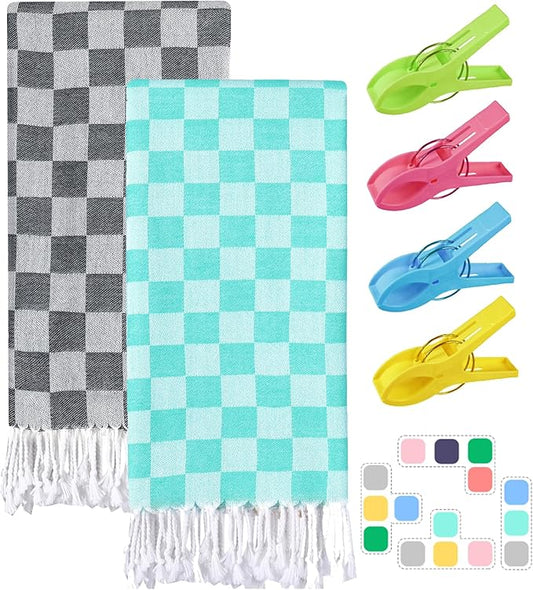 2 Packs Turkish Beach Vacation Essentials Towel Blanket Bath Pool Towels Oversized Quick Dry Sand Proof Vacation Accessories Women Travel Must Haves Alaska Ship Cruise Stuff Adult Airplane Flying