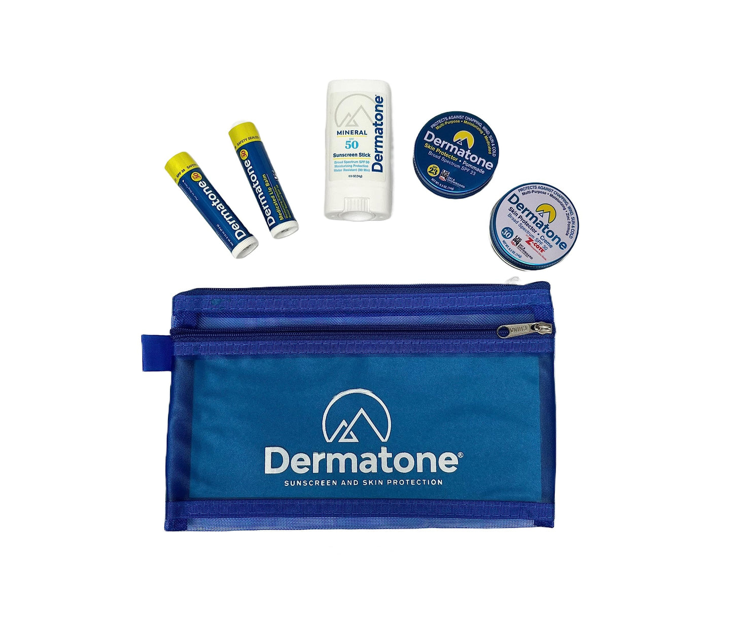 Dermatone Outdoor Protection Kit | Contains 4 of our Sunscreen, Skin Protection Products | Classic Tin, Z-Cote, Mineral Sunscreen Stick & 2 Medicated Lip Balms