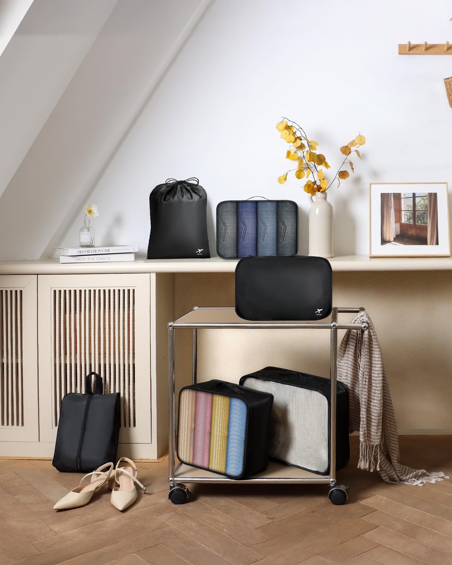 HOTOR Packing Cubes for Suitcases - 6 Pieces, Light Packing Cubes for Travel, Premium Suitcase Organizer Bags Set, Space-Saving Luggage Organizers, Travel Accessories and Essentials, Black